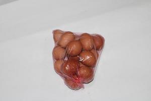 photo of eggs in transparent plastic wrap