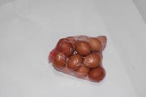 photo of eggs in transparent plastic wrap