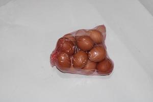 photo of eggs in transparent plastic wrap