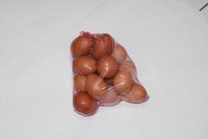 photo of eggs in transparent plastic wrap