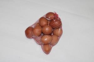 photo of eggs in transparent plastic wrap