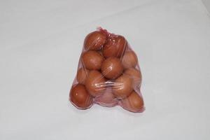 photo of eggs in transparent plastic wrap