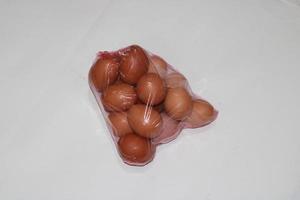 photo of eggs in transparent plastic wrap