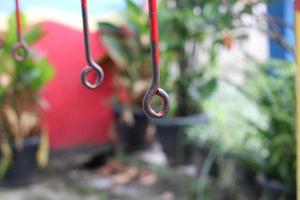 photo of an old iron hanger in a children's playground