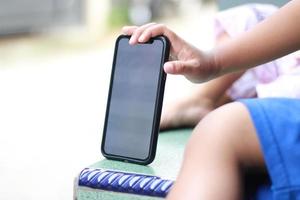 Photo of an empty cell phone held in hand