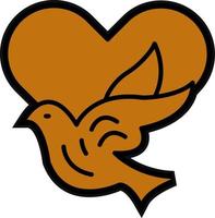 Dove with Heart Vector Icon Design