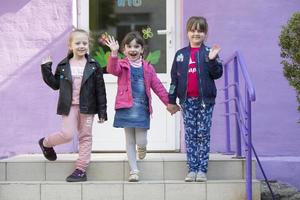 Three girls girlfriends from kindergarten. photo