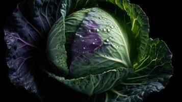 Cabbage visible drops of water photo