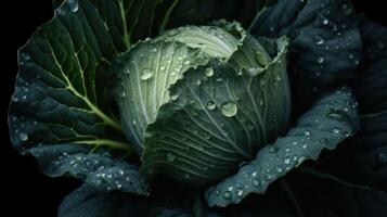 Fresh Cabbage seamless background visible drops of water photo
