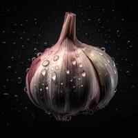 A single Garlic seamless background visible drops of water photo