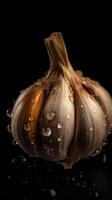 A single Garlic seamless background visible drops of water photo