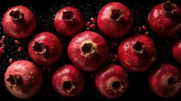 Pomegranates seamless background visible drops of water photo