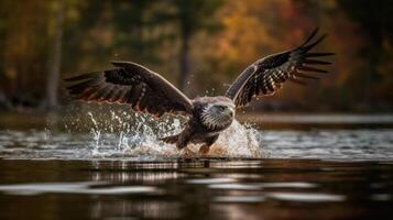 eagle with a fierce expression on its brown-feathers photo