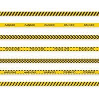 policía cinta. hacer no cruzar cinta barrera. advertencia zona negro y amarillo cinta. vector