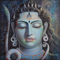 The hindu God shiva colorful painting photo