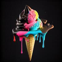 Beautiful ice cream on black background photo