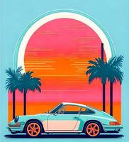 ilustración de estilo de vector retro de coche clásico vintage foto