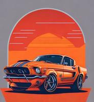 ilustración de estilo de vector retro de coche clásico vintage foto