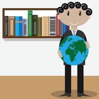 Man with globe vector