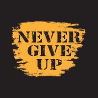 A gold typography quotes never give up with black background premium vector