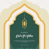 Flat eid al-adha illustration with ram and lanterns vector