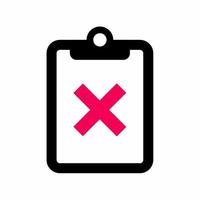 Simple vector illustration of checklist and x sign icon.