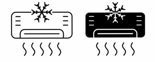 outline silhouette Air Conditioner Icon set isolated on white background vector