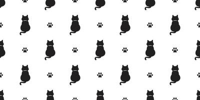 Cat seamless pattern vector kitten Cat paw scarf isolated tail doodle wallpaper background