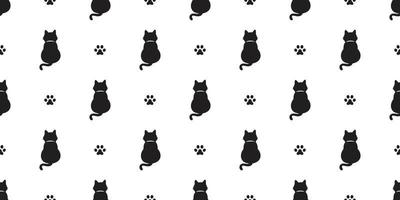 Cat seamless pattern vector kitten Cat paw scarf isolated tail doodle wallpaper background