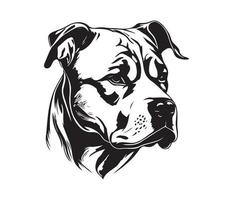 American pit bull terrier Face, Silhouettes Dog Face, black and white American pit bull terrier vector