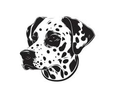 Dalmatian Face, Silhouette Dog Face, black and white Dalmatian vector