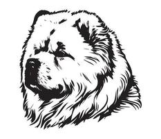 Chow Chow Face, Silhouette Dog Face, black and white Chow Chow vector