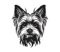 Yorkshire terrier rostro, silueta perro rostro, negro y blanco Yorkshire terrier vector