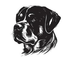 Rottweiler Face, Silhouette Dog Face, black and white Rottweiler vector