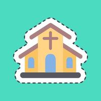 Sticker line cut chruch. Building elements. Good for prints, web, posters, logo, site plan, map, infographics, etc. vector