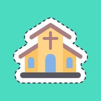 Sticker line cut chruch. Building elements. Good for prints, web, posters, logo, site plan, map, infographics, etc. vector