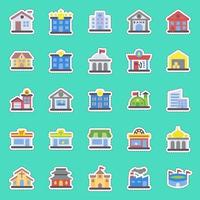 Sticker line cut set of building. Building elements. Good for prints, web, posters, logo, site plan, map, infographics, etc. vector