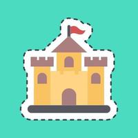 Sticker line cut castle. Building elements. Good for prints, web, posters, logo, site plan, map, infographics, etc. vector