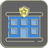 Icon police station. Building elements. Icons in embossed style. Good for prints, web, posters, logo, site plan, map, infographics, etc. vector