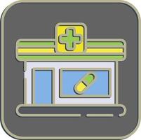 Icon pharmacy. Building elements. Icons in embossed style. Good for prints, web, posters, logo, site plan, map, infographics, etc. vector