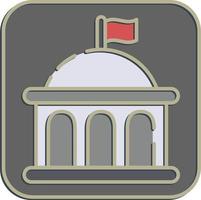 icono gobierno. edificio elementos. íconos en en relieve estilo. bueno para huellas dactilares, web, carteles, logo, sitio plan, mapa, infografía, etc. vector