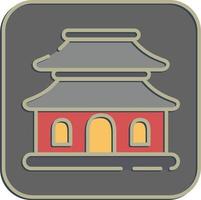 icono pagoda. edificio elementos. íconos en en relieve estilo. bueno para huellas dactilares, web, carteles, logo, sitio plan, mapa, infografía, etc. vector