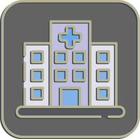 icono hospital. edificio elementos. íconos en en relieve estilo. bueno para huellas dactilares, web, carteles, logo, sitio plan, mapa, infografía, etc. vector