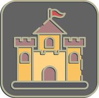 icono castillo. edificio elementos. íconos en en relieve estilo. bueno para huellas dactilares, web, carteles, logo, sitio plan, mapa, infografía, etc. vector