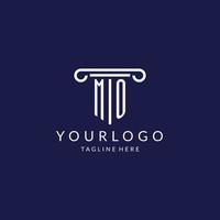 MO logo monogram with pillar shape designs vector
