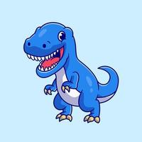 linda azul dinosaurio dibujos animados vector icono ilustración. animal fauna silvestre icono concepto aislado prima vector. plano dibujos animados estilo