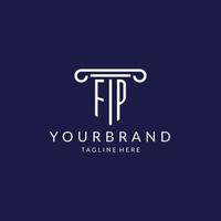 FP logo monogram with pillar shape designs vector
