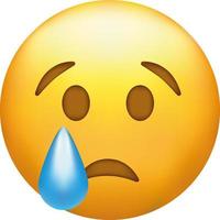 Crying emoji. Sad emoticon face with tear drop. vector