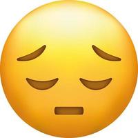 Disappointed emoji. Sad face, unhappy emoticon vector