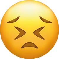 Confused emoji. Nonplussed emoticon with frowned lips vector